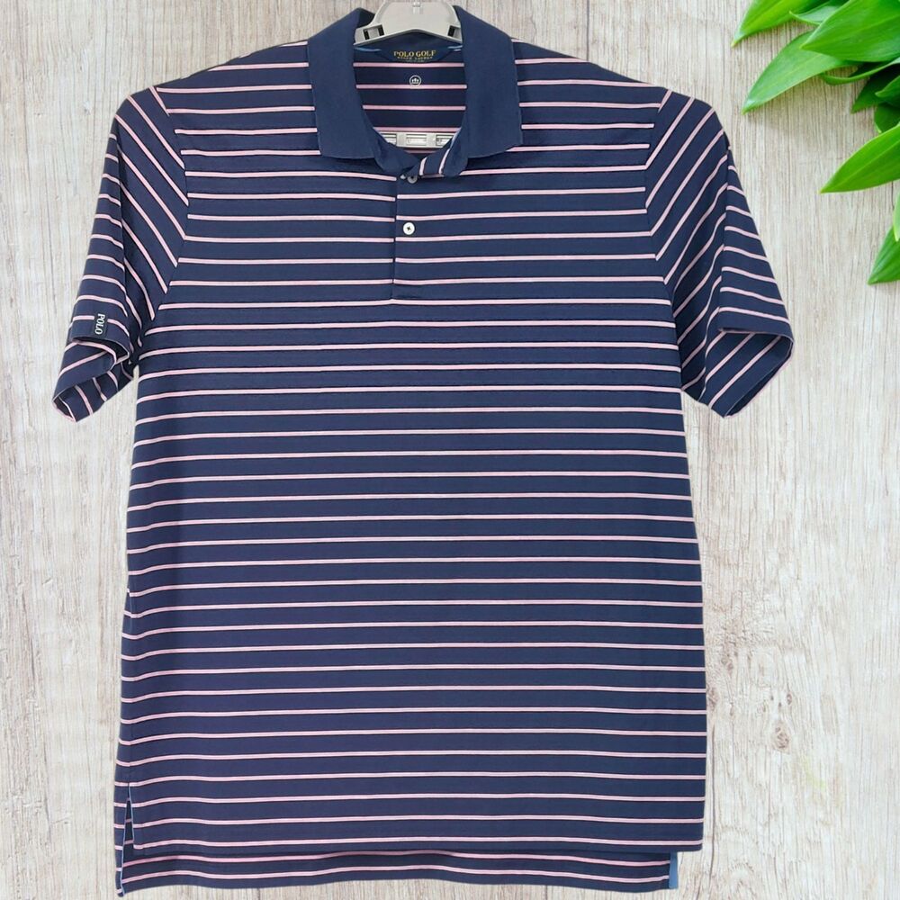 Ralph Lauren Shirt Men's Sz XLT Polo Golf Blue Pink Wicking Sporty Casual Preppy